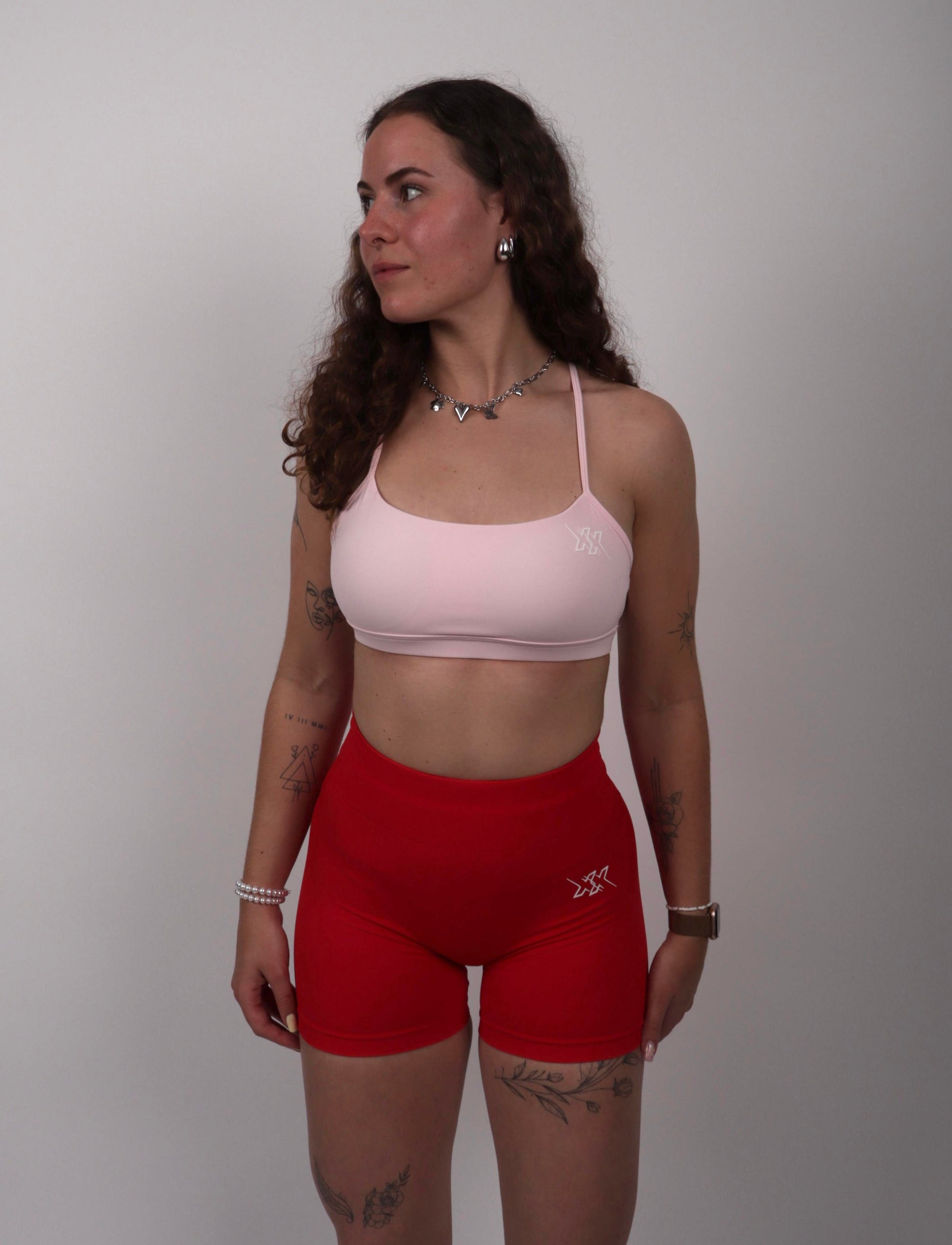 Luxury Open Back Sports Bra Powder Pink